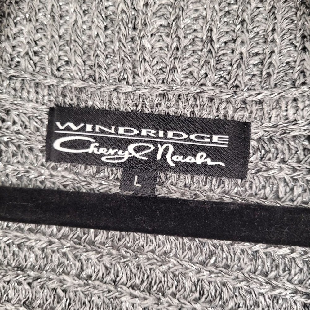 Cheryl Nash Silver Sparkle Cardigan Sweater - Picture 5 of 7